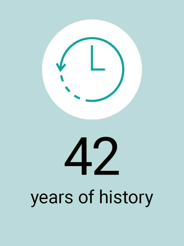 A graphic to indicate that there has been 42 years of the Council running exchanges.